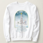 Polar Beer en Snowman Christmas Sweatshirt<br><div class="desc">Stap in de vakantiestemming met dit prachtige sweatshirt dat een vrolijk kerstfeest wenst aan iedereen die je erin ziet! Een  polair beer kijkt liefdevol naar zijn sneeuwman terwijl hij voor zijn verlichte kerstboom zit.</div>