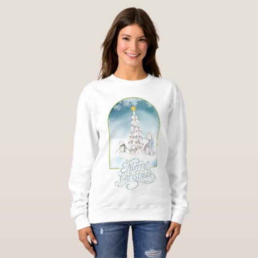 Polar Beer en Snowman Christmas Sweatshirt (Voorkant volledig)