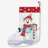 Polar Beer en Snowman Friend Kind Stocking Kleine Kerstsok (Achterkant)