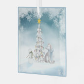 Polar Beer en Snowman Glass Kerstornament Glas Ornament (Voorkant links)