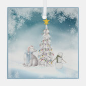 Polar Beer en Snowman Glass Kerstornament Glas Ornament (Achterkant)
