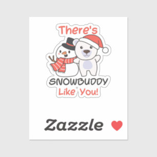 Polar Beer Er is Snowmaatje zoals Snowman Pun Sticker