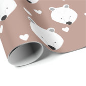 Polar Beer Face Heart Animal Cadeaupapier (Rol Hoek)