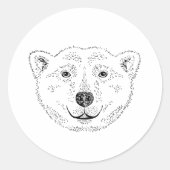 Polar Beer Face Line Art Sketch Illustratie Ronde Sticker (Voorkant)