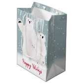 Polar Beer familie in Snow Medium Cadeauzakje (Voorkant Gekanteld)