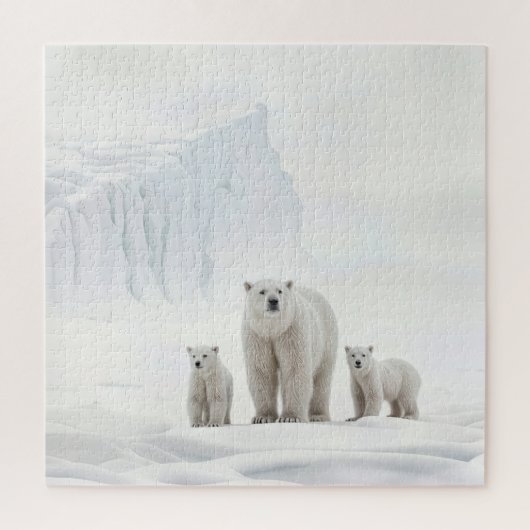 Polar Beer familie op ijs Legpuzzel (Verticaal)