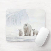 Polar Beer familie op ijs Muismat (Met muis)