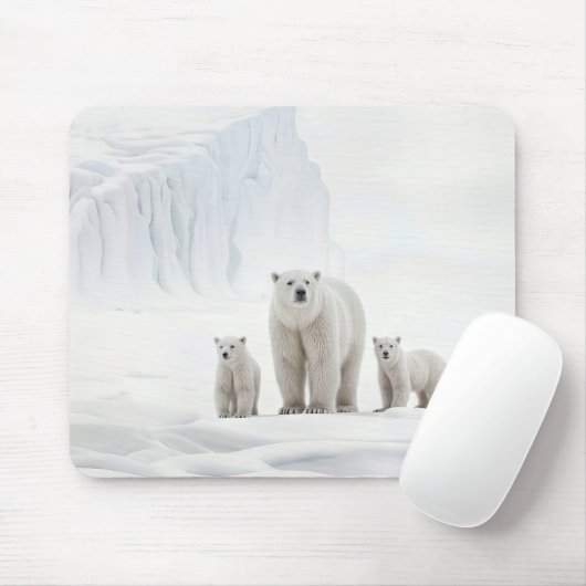 Polar Beer familie op ijs Muismat (Met muis)
