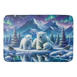Polar Beer Familie Snowy Scene Schilderen Badmat