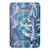 Polar Beer Familie Snowy Scene Schilderen Badmat (Voorkant Verticaal)