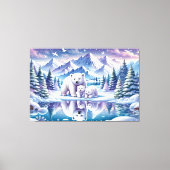 Polar Beer Familie Snowy Scene Schilderen Canvas Afdruk (Voorkant)