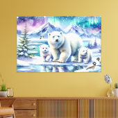 Polar Beer Familie Snowy Scene Schilderen Canvas Afdruk (Insitu (Woonkamer))