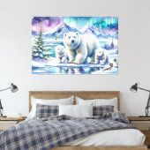Polar Beer Familie Snowy Scene Schilderen Canvas Afdruk (Insitu (Slaapkamer))