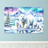 Polar Beer Familie Snowy Scene Schilderen Canvas Afdruk (Insitu (Houten vloer))