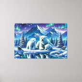 Polar Beer Familie Snowy Scene Schilderen Canvas Afdruk (Voorkant)