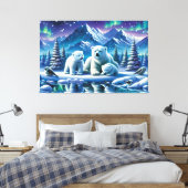Polar Beer Familie Snowy Scene Schilderen Canvas Afdruk (Insitu (Slaapkamer))