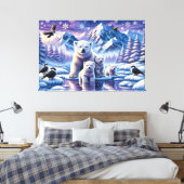 Polar Beer Familie Snowy Scene Schilderen Canvas Afdruk (Insitu (Slaapkamer))