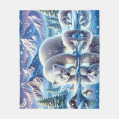Polar Beer Familie Snowy Scene Schilderen Fleece Deken (Voorkant)