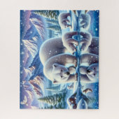 Polar Beer Familie Snowy Scene Schilderen Legpuzzel (Verticaal)