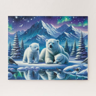 Polar Beer Familie Snowy Scene Schilderen Legpuzzel