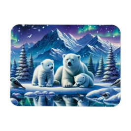 Polar Beer Familie Snowy Scene Schilderen Magneet