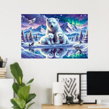 Polar Beer Familie Snowy Scene Schilderen