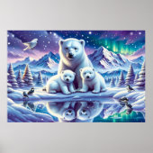 Polar Beer Familie Snowy Scene Schilderen Poster (Voorkant)