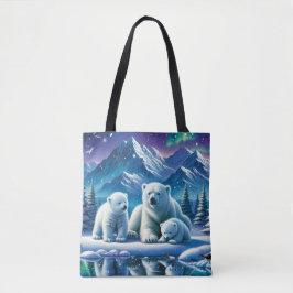 Polar Beer Familie Snowy Scene Schilderen Tote Bag