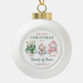 Polar Beer familie van drie eerste kerstdagen Keramische Bal Ornament (Voorkant)