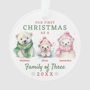 Polar Beer familie van drie eerste kerstdagen Ornament