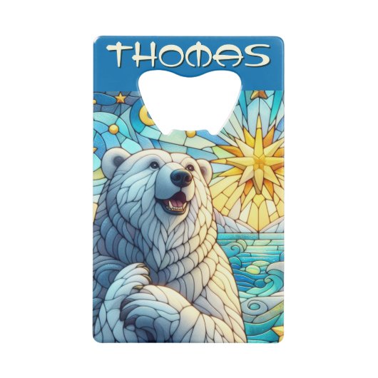 Polar Beer Faux Glas in lood gepersonaliseerd Creditkaart Flessenopener (Voorkant)