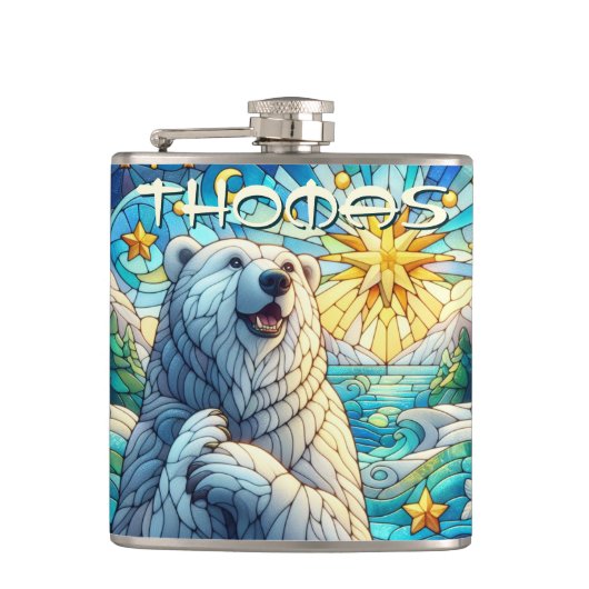 Polar Beer Faux Glas in lood gepersonaliseerd Heupfles (Voorkant)