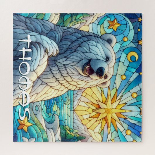 Polar Beer Faux Glas in lood gepersonaliseerd Legpuzzel (Horizontaal)