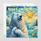 Polar Beer Faux Glas in lood Kerst Kaart (Voorkant / Achterkant)