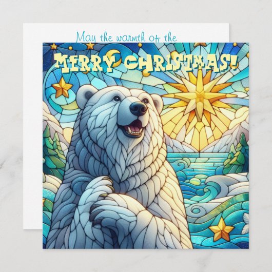 Polar Beer Faux Glas in lood Kerst Kaart (Voorkant / Achterkant)