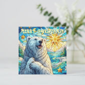 Polar Beer Faux Glas in lood Kerst Kaart (Staand voorkant)