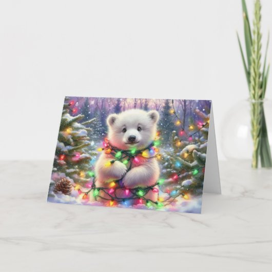 Polar Beer feestelijke lichten Christelijke kerst Feestdagen Kaart (Voorkant)
