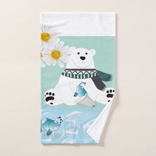 Polar Beer Fish Daisy Floral Bathroom Towel Bad Handdoek (Handdoek)
