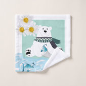 Polar Beer Fish Daisy Floral Bathroom Towel Bad Handdoek (Wasdoekje)