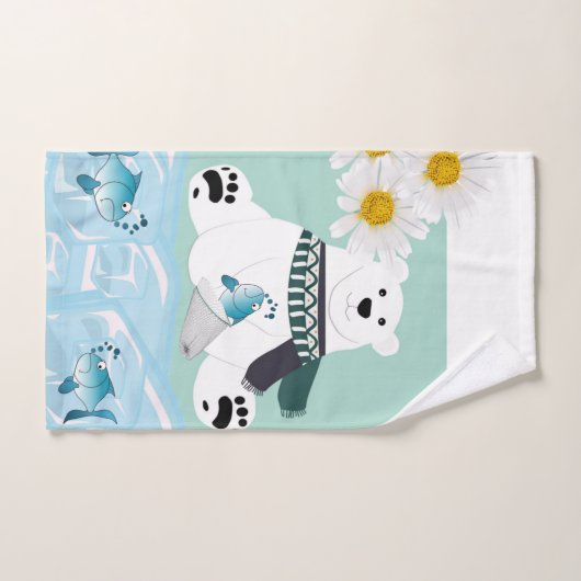 Polar Beer Fish Daisy Floral Bathroom Towel Bad Handdoek (Handdoek)