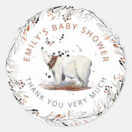 Polar Beer Foliage Winter Baby shower Hartelijk da Ronde Sticker