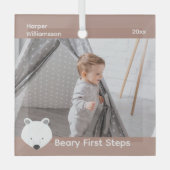 Polar Beer Foto Baby eerste stappen Kerstmis Glas Ornament (Voorkant)