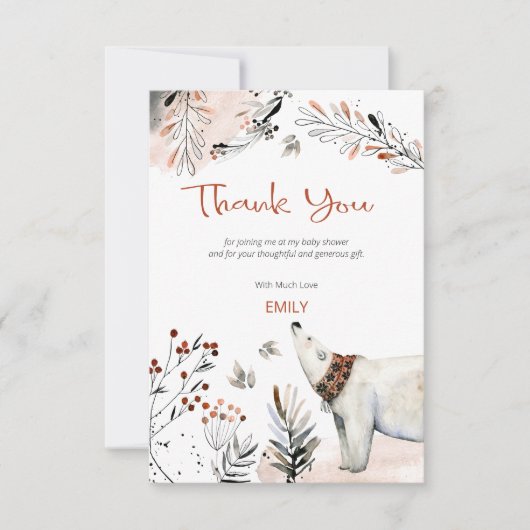 Polar Beer gebladerte verbrand Sinaasappel Baby sh Bedankkaart (Voorkant)