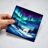Polar Beer gefascineerd door het Noorderlicht Feestdagenkaart