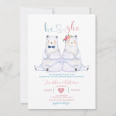 Polar Beer Gender Onthullen Hij of Zij Roze Bloeme Kaart (Voorkant)