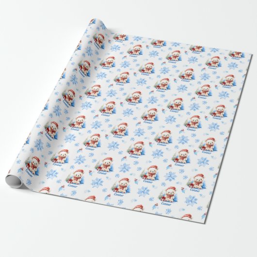 Polar Beer Gepersonaliseerde Gift Wrap Cadeaupapier (Uitgerold)