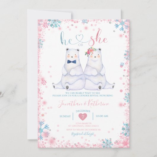 Polar Beer Geslacht onthullen hij of zij sneeuwvlo Kaart (Voorkant)