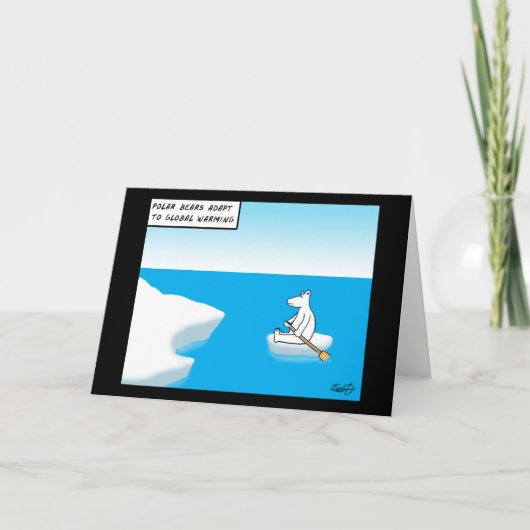 Polar Beer Global Warming Cartoon Wenskaart Kaart (Voorkant)