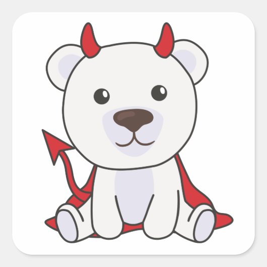 Polar Beer Halloween Cute Devil Kinder Witches Squ Vierkante Sticker (Voorkant)