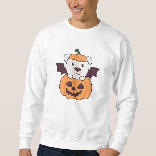 Polar Beer Halloween Pumpkin Bat Costume Trui (Voorkant)